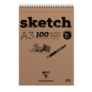 Blok szkicowy White Sketch Clairefontaine - 90g, 100ark, A3, na spirali