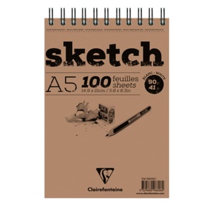 Blok szkicowy White Sketch Clairefontaine - 90g, 100ark, A5, na spirali