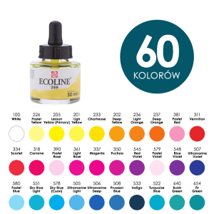 Farba akwarelowa w płynie ECOLINE 30ml Talens z pipetką - różne kolory