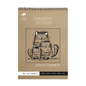 Szkicownik na spirali Happy Color Mały Artysta - 90g, A4 - biały + szary