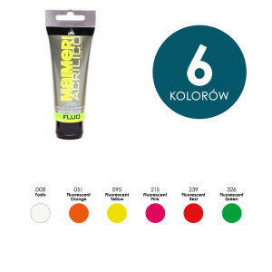 Farby akrylowe Maimeri ACRILICO FLUO fluorescencyjne świecące 200ml - różne kolory