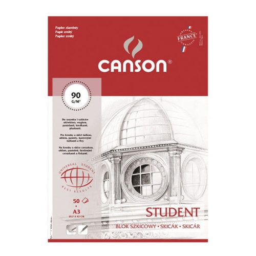 Blok szkicowy Canson Student - 90g, A3 biały