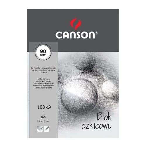 Szkicownik, blok rysunkowy Canson - 90g, 100ark, A4