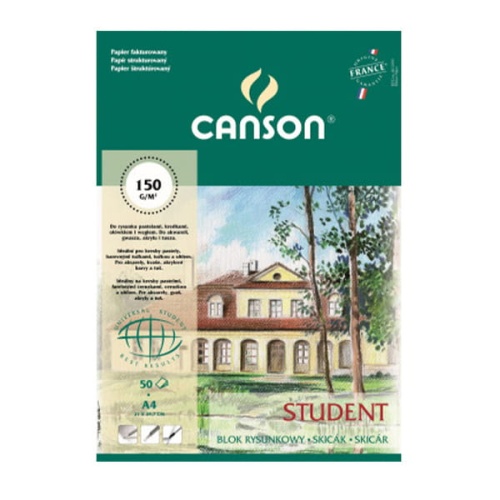 Blok rysunkowy Canson Student fakturowany - 150g, 50ark, A4