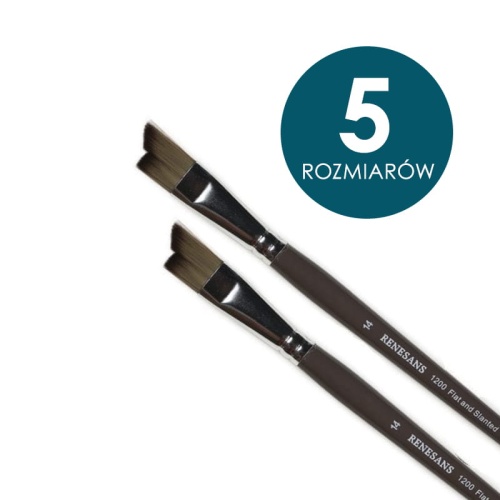 Pędzle syntetyczne Renesans 1200 krótki trzonek - Flat and Slanted