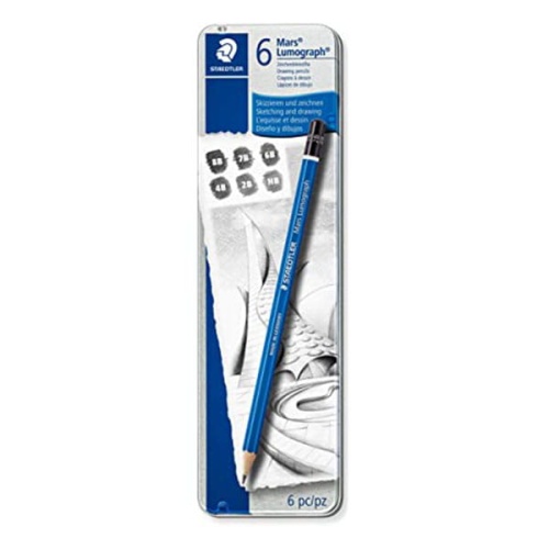 Zestaw ołówków Mars Lumograph Staedtler - 6 szt. - metalowe opakowanie.jpg