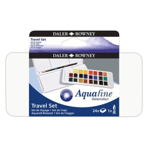 Farby akwarelowe w kostkach Aquafine Daler Rowney w plastikowej kasecie - 24 kol. 