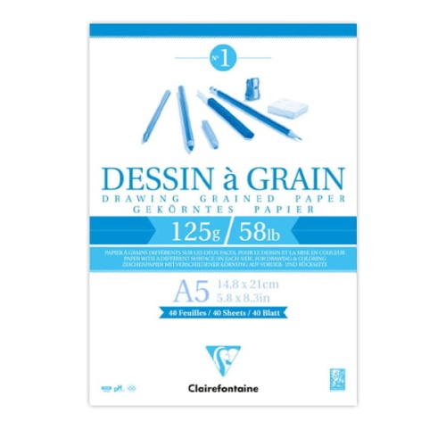 Szkicownik Clairefontaine Dessin a Grain - 125g, 40ark, A5.jpg