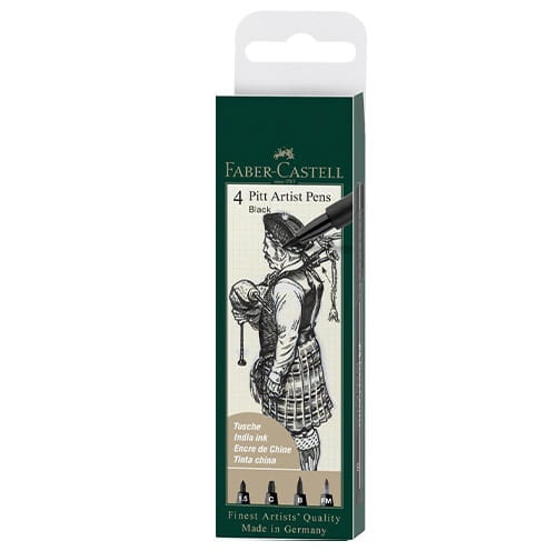 Zestaw flamastrów Pitt Artist Faber-Castell Black - 4 sztuki czarne (1.5, C, B, FM).jpg