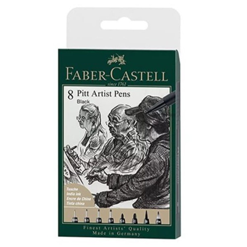 Zestaw flamastrów Pitt Artist Faber-Castell Black - 8 sztuk czarne.jpg