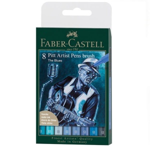 Zestaw flamastrów Faber Castell Pitt Artist The Blues - 8 sztuk odcienie niebieskiego