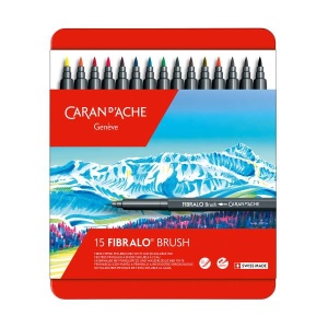 Zestaw flamastrów akwarelowych Caran d'Ache Fibralo Brush - 15 kolorów 