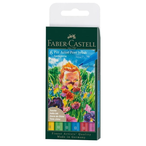 Zestaw flamastrów Faber-Castell Pitt Artist Pens Brush - 6 kolorów - SPRINGTIME.jpg