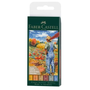 Zestaw flamastrów Faber Castell Pitt Artist Pens Brush  - 6 kolorów -  HARVEST