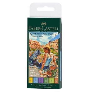 Zestaw flamastrów Faber Castell Pitt Artist Pens Brush  - 6 kolorów -  SUMMER VIBES