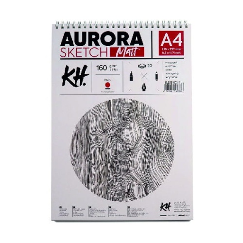Blok do szkicu AURORA Sketch Matt 160g, 20 ark. A4 na spirali.jpg