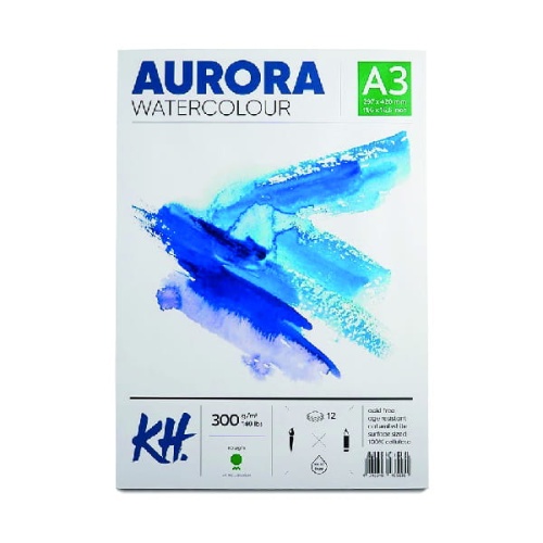 Blok do akwareli AURORA Rough (gruboziarnisty) 300g, 12 ark. A3 klejony.jpg