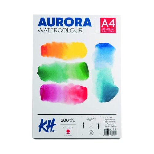 Blok do akwareli AURORA Hot Pressed (gładki) 300g, 12 ark. A4 klejony.jpg