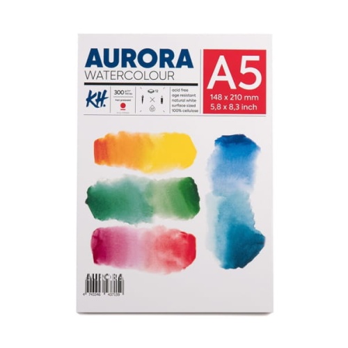 Blok do akwareli AURORA Hot Pressed (gładki) 300g, 12 ark. A5 klejony.jpg
