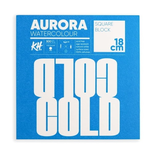 Blok do akwareli AURORA Cold pressed (średnioziarnisty) 300g, 20ark. 18x18 cm klejony.jpg