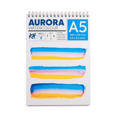 Blok do akwareli AURORA Cold Pressed (średnioziarnisty) 300g, 12 ark. A5 na spirali.jpg