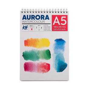 Blok do akwareli AURORA Hot Pressed (gładki) 300g, 12 ark. A5 na spirali
