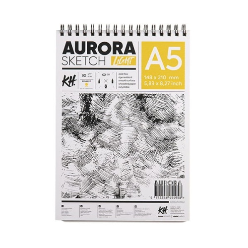 Szkicownik, blok do rysunku AURORA Light - 90g, 50ark, A5.jpg