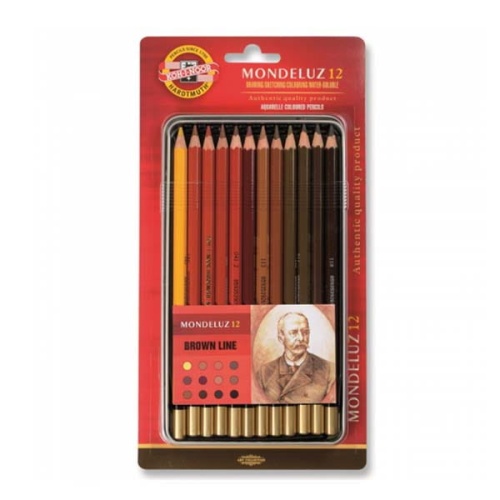 Kredki akwarelowe Koh-i-noor Mondeluz DRAWING BROWN LINE - 12 kolorów w metalowej kasecie.jpg