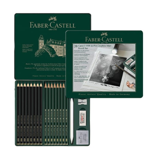 Zestaw ołówków artystycznych FABER-CASTELL Castell 9000 & Pitt Graphite Matt - 20 elementów.jpg