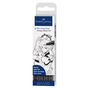 Zestaw flamastrów Faber Castell Pitt Artist MANGA BLACK SET - 4 sztuki czarne (XS, S, F, B)