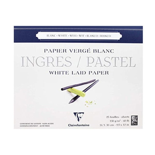 Blok do pasteli Ingres Pastel Clairefontaine -  130g, 25ark, 24x30cm, biały.jpg