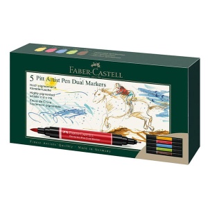 Zestaw flamastrów dwustronnych Faber Castell Pitt Artist Pen Dual Markers - 5 kolorów 
