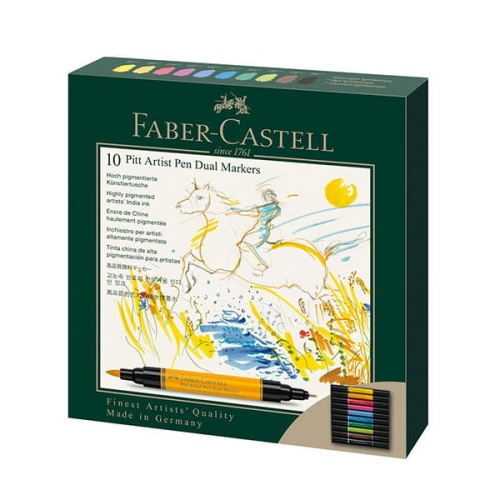 Zestaw flamastrów dwustronnych FABER-CASTELL Pitt Artist Pen Dual Markers - 10 kolorów.jpg