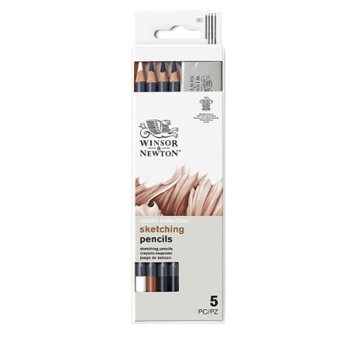 Zestaw węgli w ołówku Winsor&Newton Studio Collection z gumką - 5 sztuk.jpg