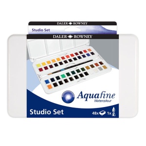 Farby akwarelowe w kostkach Aquafine Daler Rowney w plastikowej kasecie - 48 kol. 