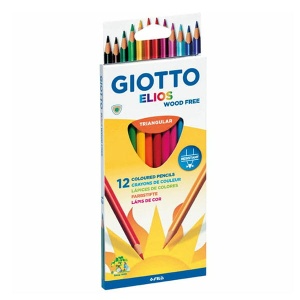 Kredki  bezdrzewne trójkątne GIOTTO ELIOS - 12 kolorów