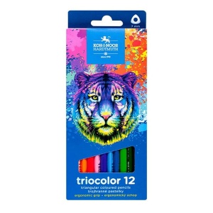 Kredki trójkątne Koh-i-noor TRIOCOLOR Slim Tygrys  - 12 kolorów