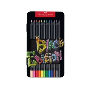 Kredki ołówkowe trójkątne FABER-CASTELL  Black Edition 12 kolorów  metalowa kaseta