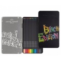 Kredki ołówkowe trójkątne FABER-CASTELL Black Edition - 12 kolorów metalowa kaseta