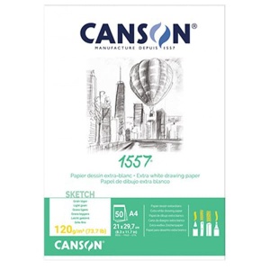 Blok rysunkowy Canson 1557 120g, 50ark. A4 fakturowany
