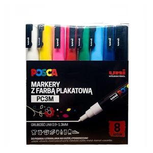 Zestaw markerów Uni Posca PC-3M - 8 kolorów standardowych