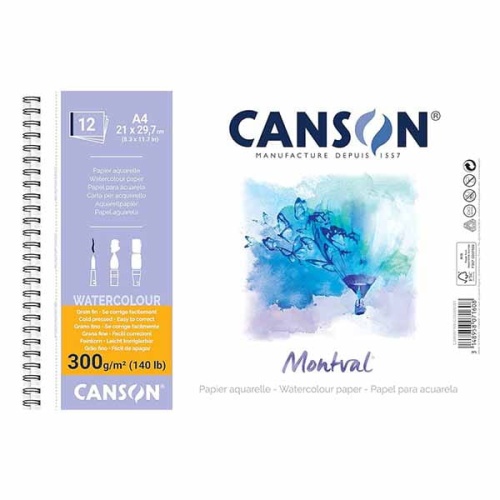 Blok-do-akwareli-Canson-Montval-300g- 12ark-A4-na-spirali