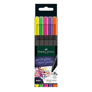 Cienkopisy Faber-Castell GRIP FINEPEN - zestaw 5 kolorów neonowych