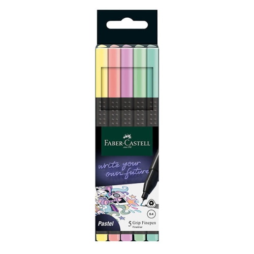 Cienkopisy Faber-Castell GRIP 2010 FINEPEN 0,4mm - zestaw 5 kolorów pastelowych.jpg