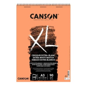Blok szkicowy Canson XL Extra White - 90g, 120ark, A3, na spirali