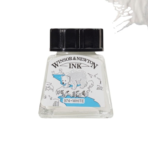 Tusz kreślarski rysunkowy Winsor&Newton 14ml - WHITE