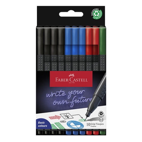 Cienkopisy Faber-Castell GRIP FINEPEN - zestaw 10 sztuk (4kol).jpg