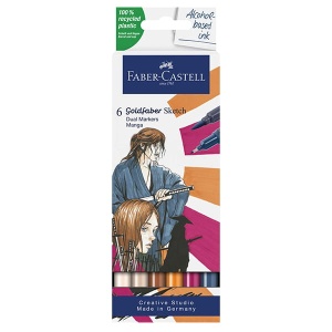 Zestaw flamastrów akwarelowych FABER-CASTELL Goldfaber Aqua - SKETCH MANGA - 6 kolorów 