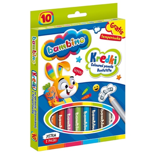 Kredki BAMBINO w oprawie drewnianej z temperówką - 10 kolorów.jpg