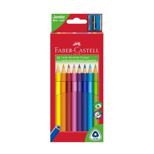 Kredki ołówkowe FABER-CASTELL TRIANGULAR Junior + temperówka 10 kolorów